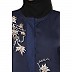 Front Open cuff sleeves Embroidery Abaya-Navy Blue